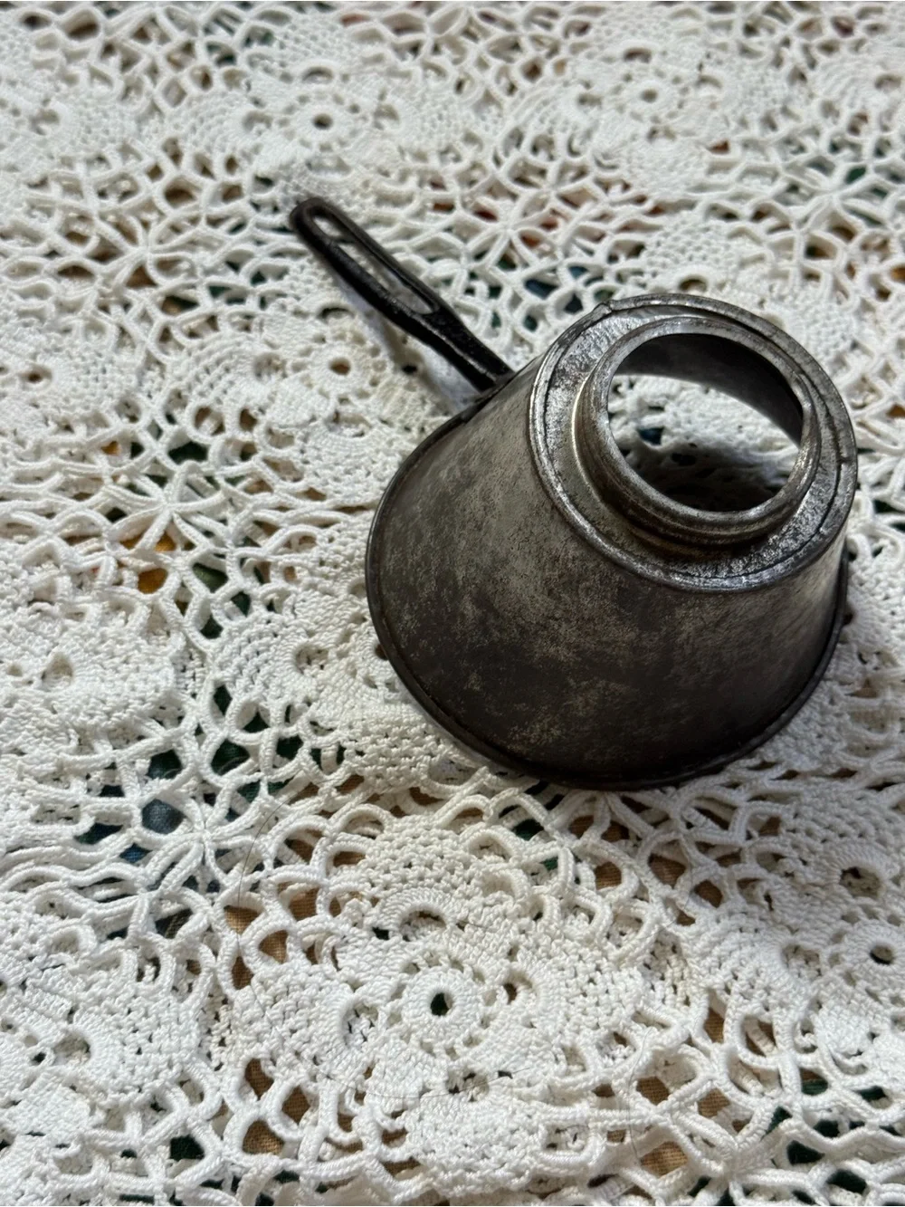 Vintage Metal Canning Funnel with Black Handle Primitive Farmhouse Kitchen